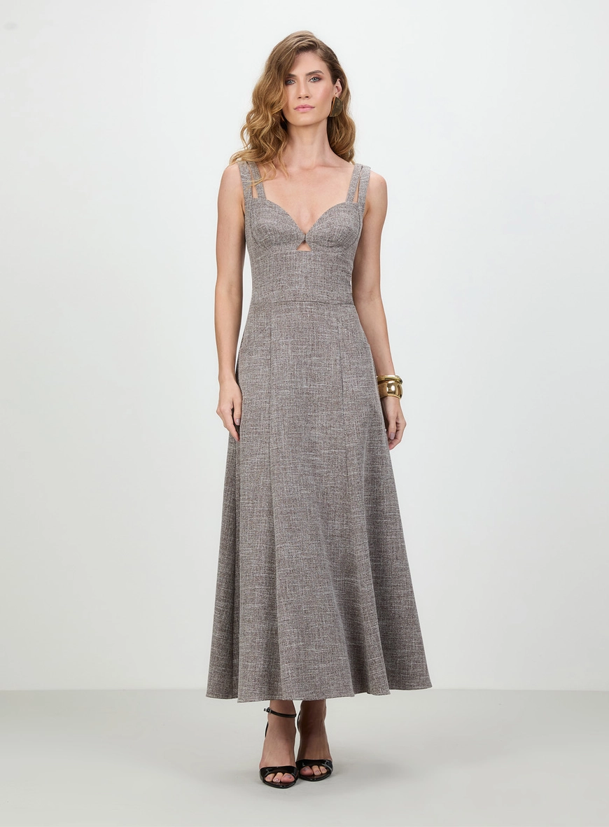 Vestido Midi Tweed Slim Mescla