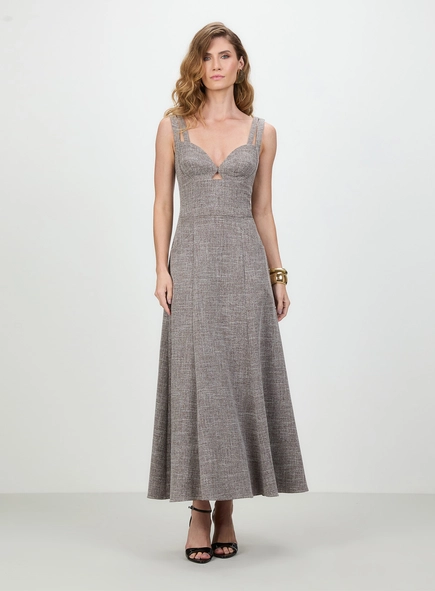 Vestido Midi Tweed Slim Mescla