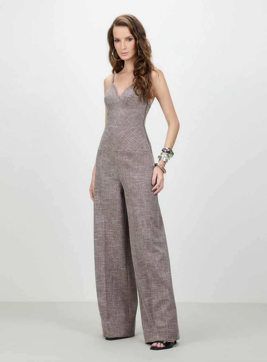 Macacao Tweed Slim Mescla