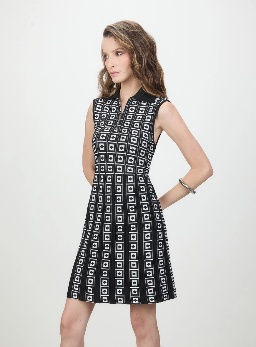 Vestido Curto Tricot Quadriculado