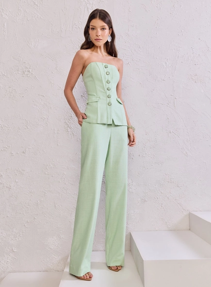 Calça Reta Linho - Verde