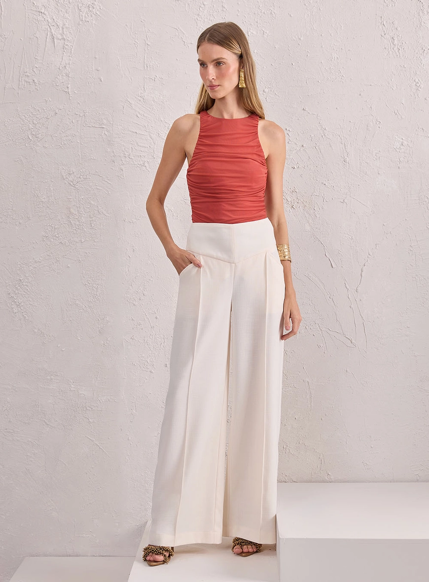 Blusa Franzida Em Tule Elastic