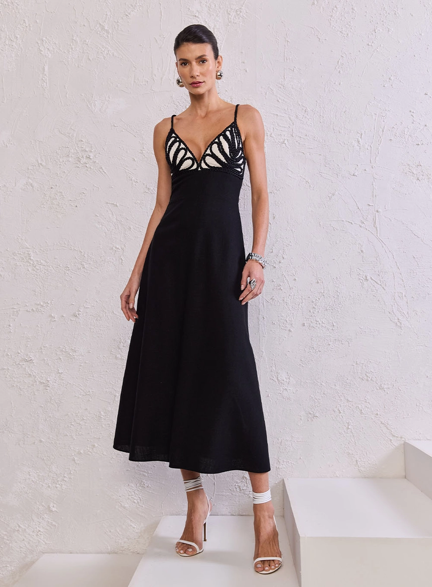 Vestido Midi Detalhe Artesanal