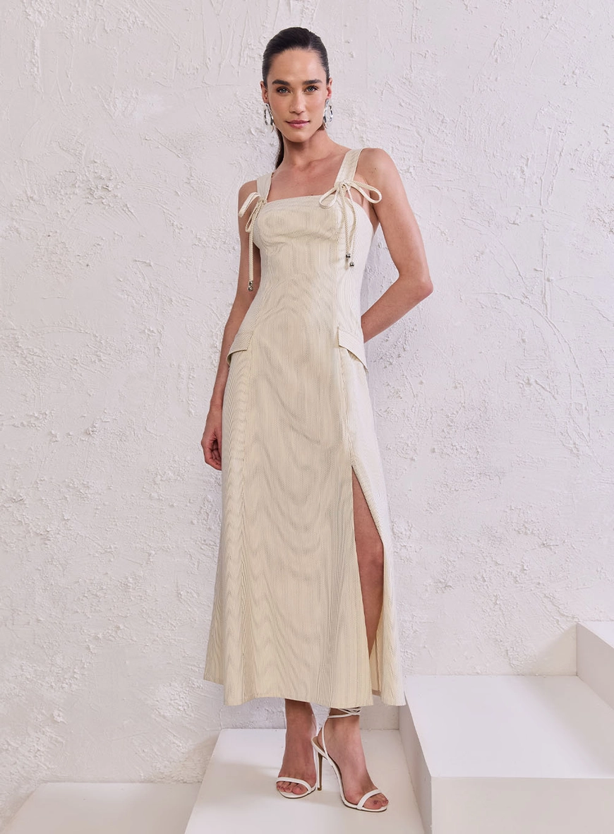Vestido Midi Pesponto