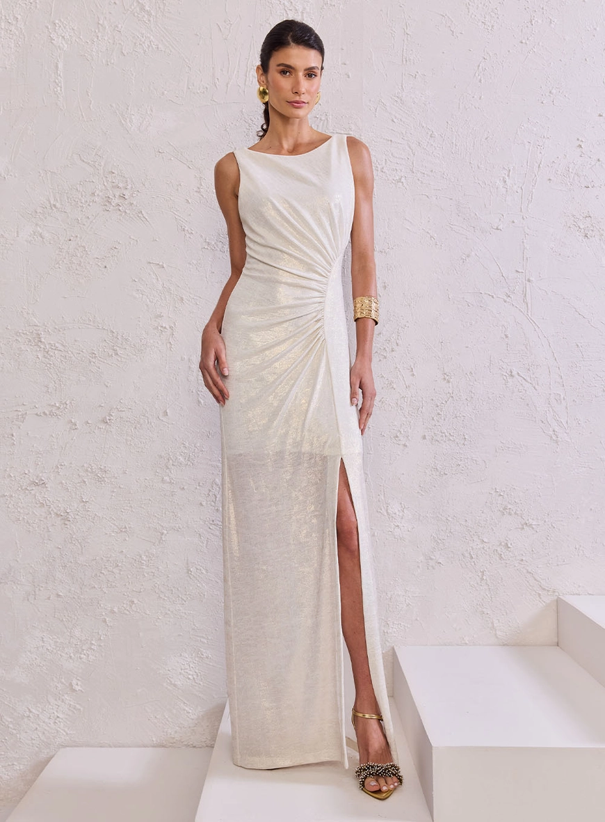 Vestido Longo Malha Glow - Off Shell