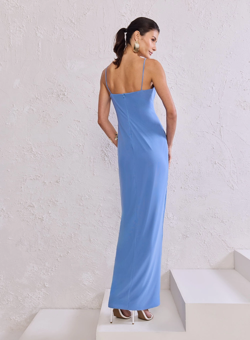 Vestido Longo Em Tule Franzido