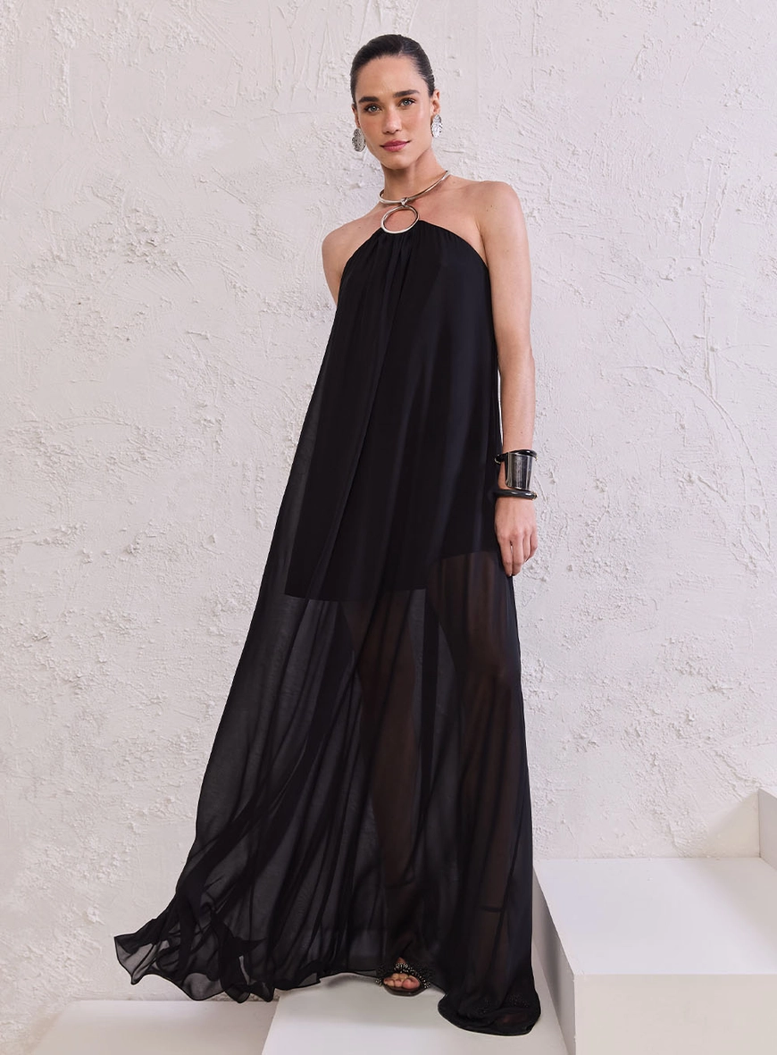Vestido Longo Detalhe Argola