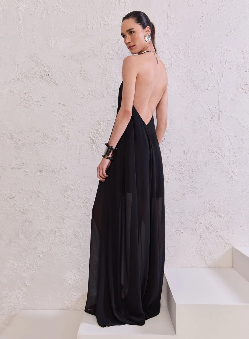 Vestido Longo Detalhe Argola