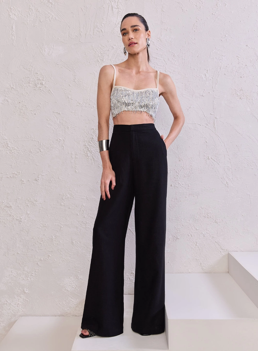 Top Tricot Paetê Franjas
