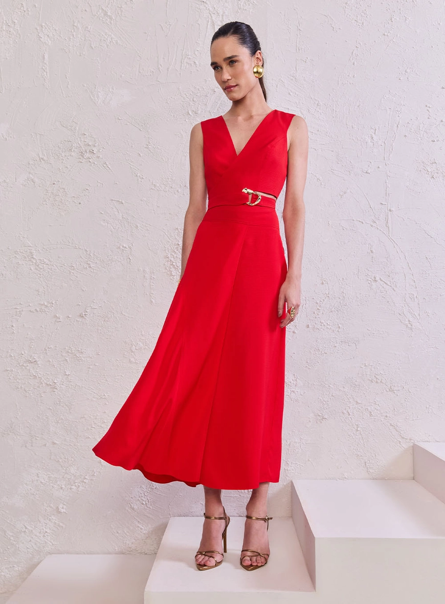 Conjunto Top E Saia Midi Evasê