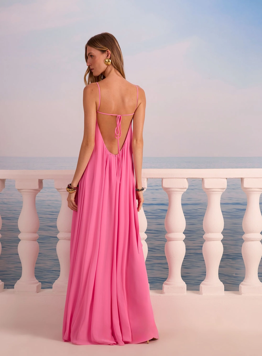 Vestido Decote Faixa Flor