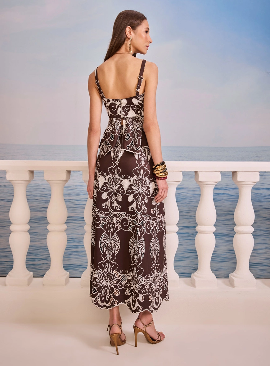 Conjunto Top Saia Algodao Praiano
