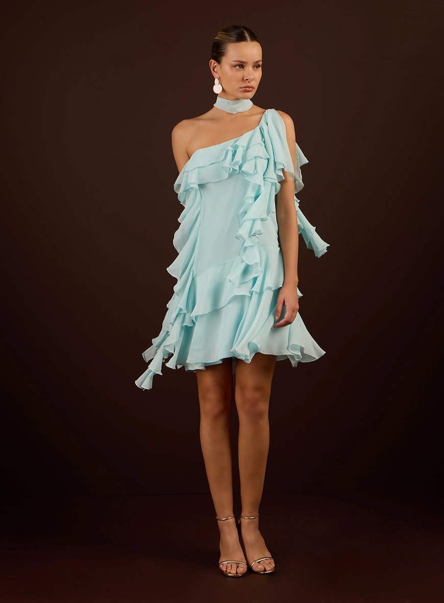Vestido Curto Ombro Só Babados