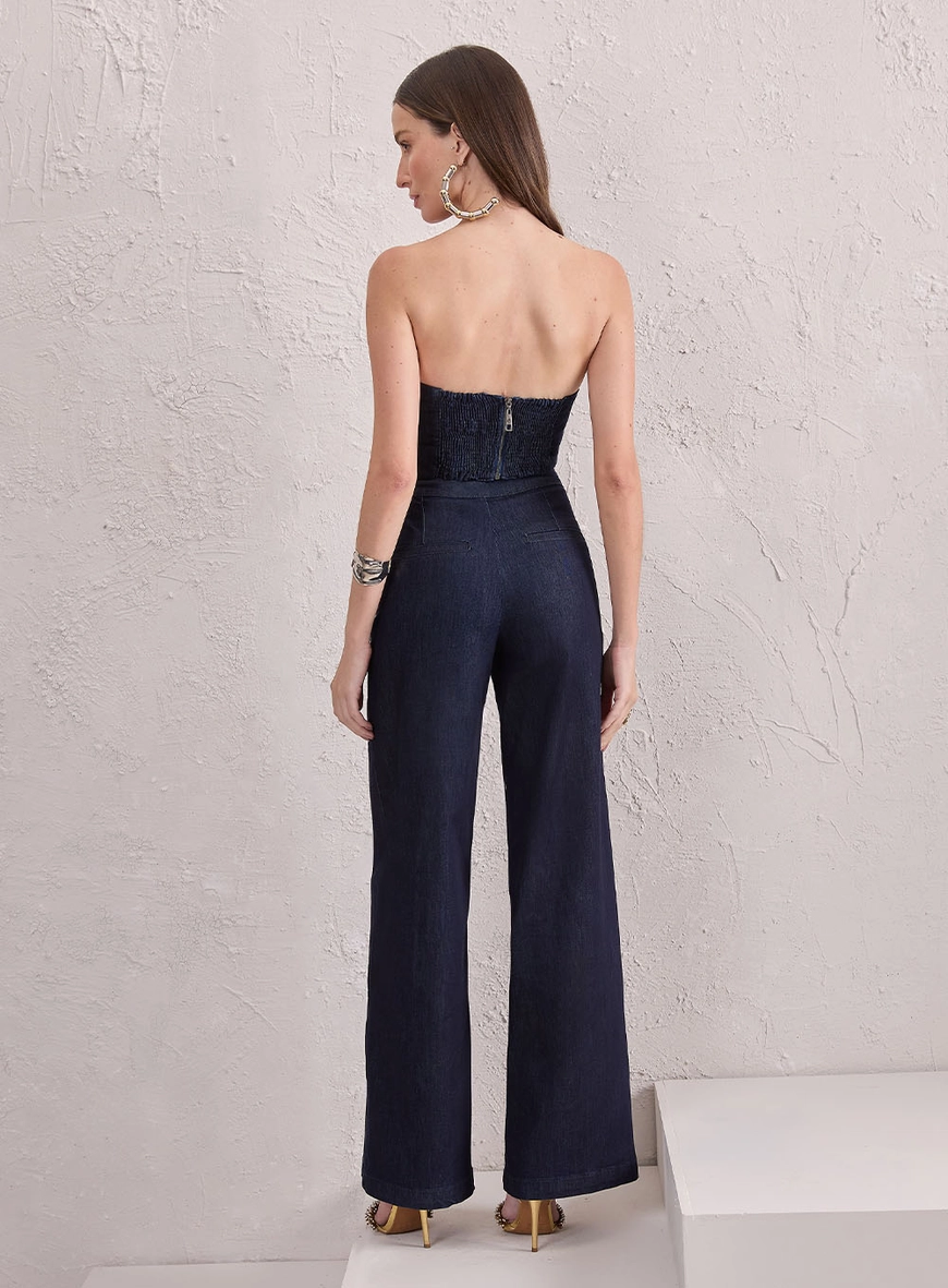 Conjunto Em Denim Top E Calça