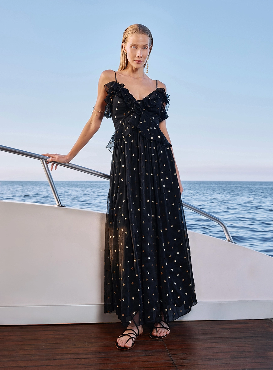 Vestido Longo Babados