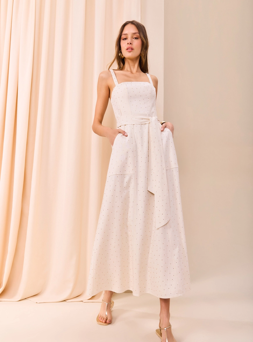 Vestido Linho Poás Cristais