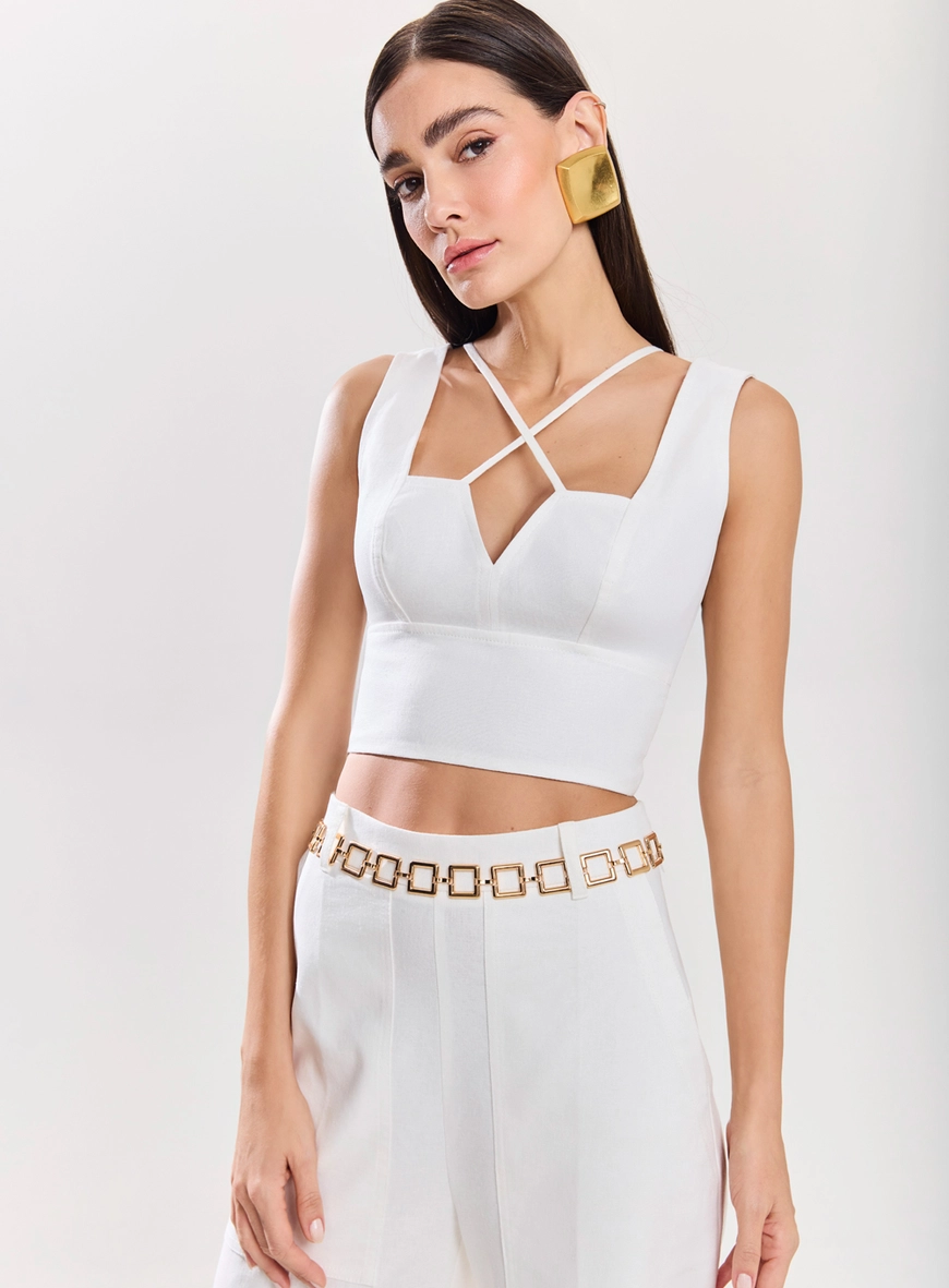 Conjunto Top E Calça Essencial Linho