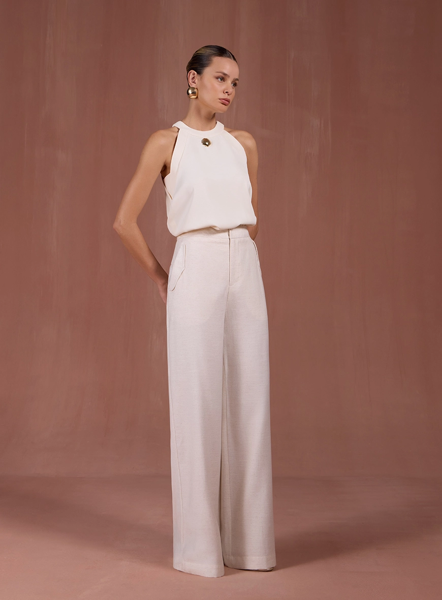 Calça Alfaiataria Bolsos Lapela