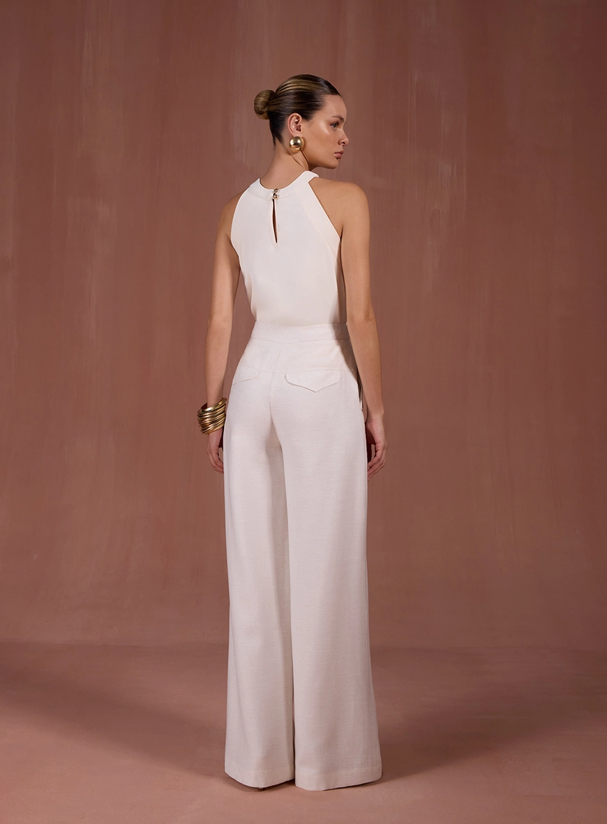 Calça Alfaiataria Bolsos Lapela