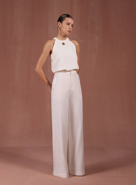 Calça Alfaiataria Bolsos Lapela