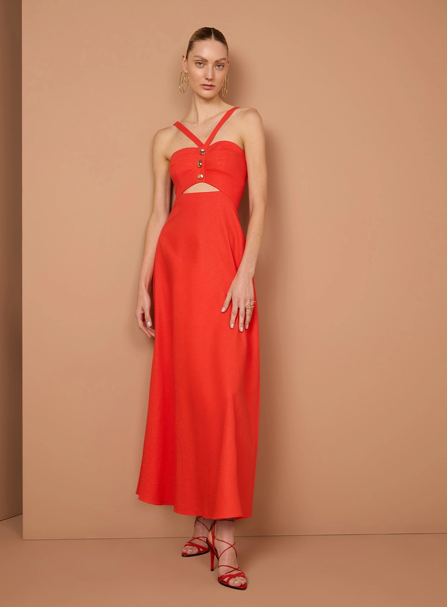 Vestido Maxi Midi Botões