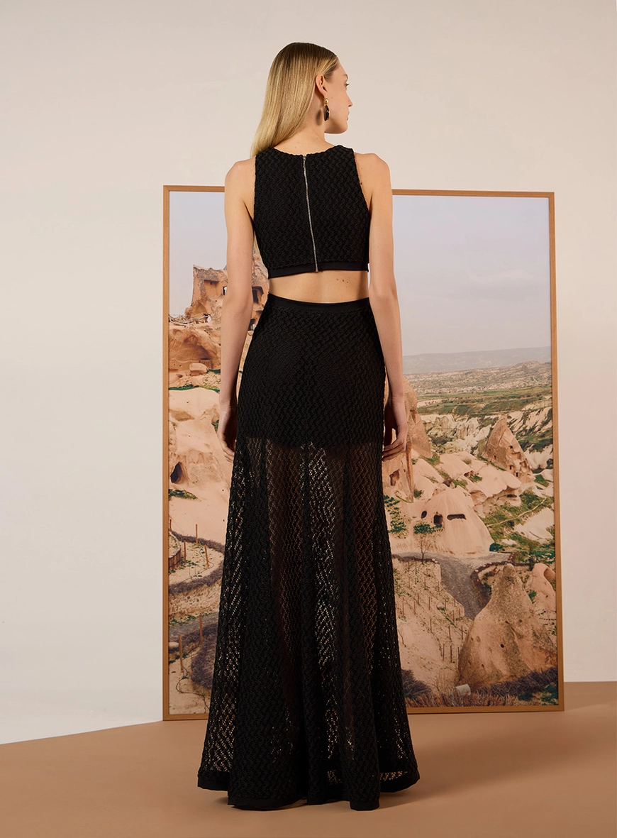 Vestido Longo Em Renda Crochet