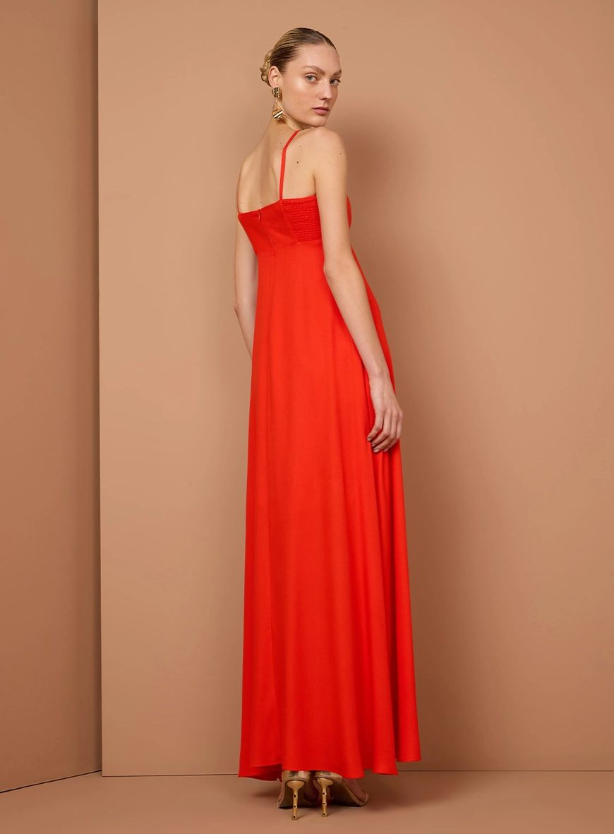 Vestido Longo Detalhe Metal Dourado