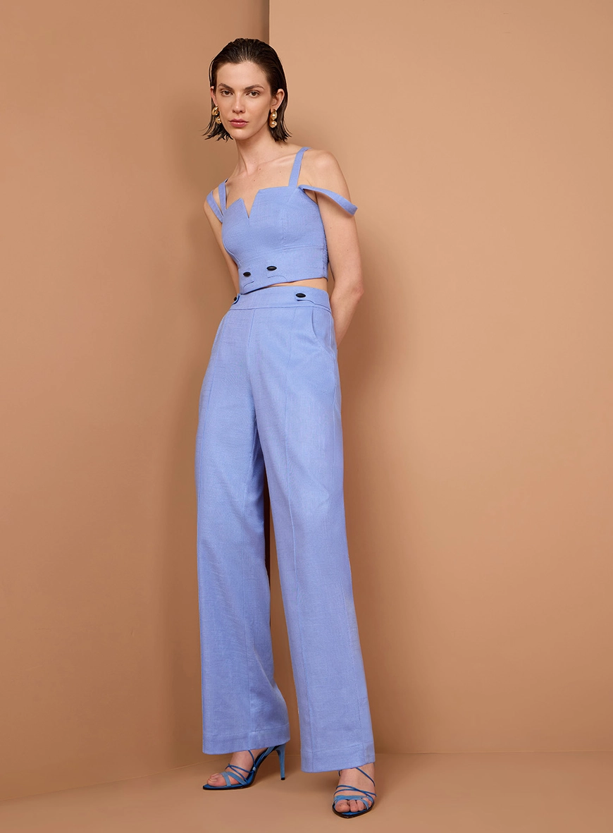 Conjunto Cropped E Calça Wide