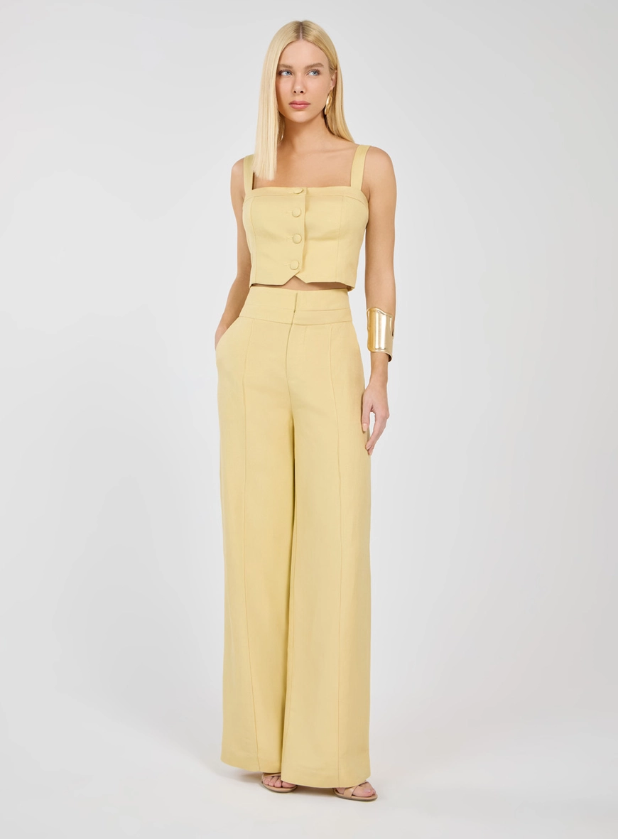 Calça Wide Leg Cós Duplo