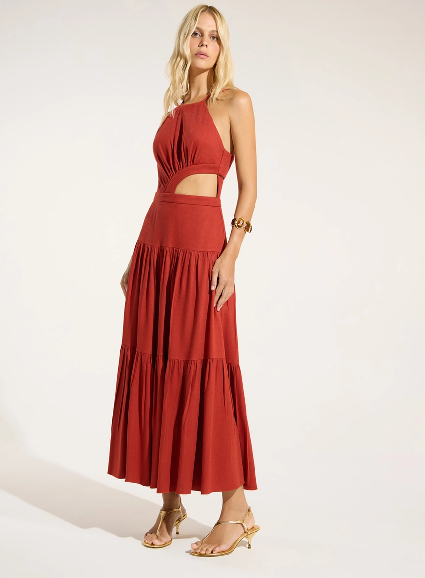 Vestido Maxi Midi Em Camadas