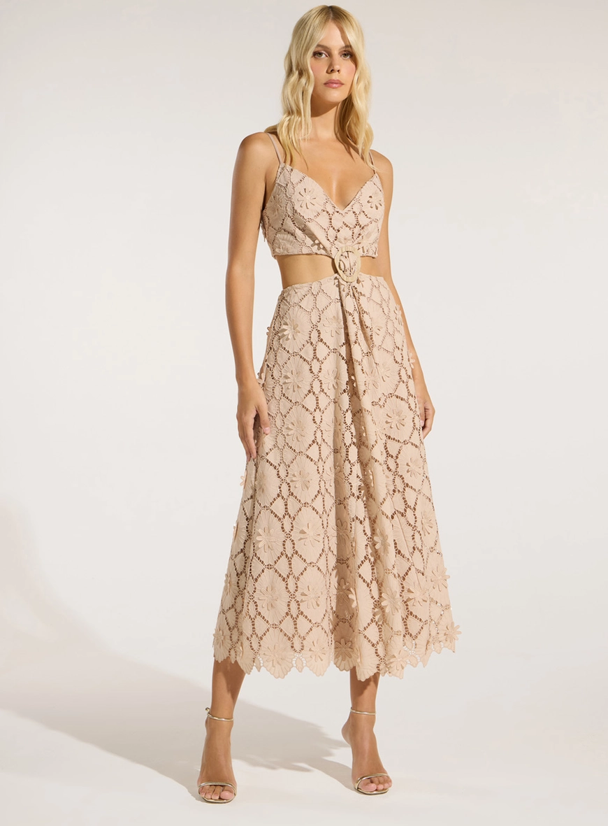 Vestido Midi Em Laise Floral