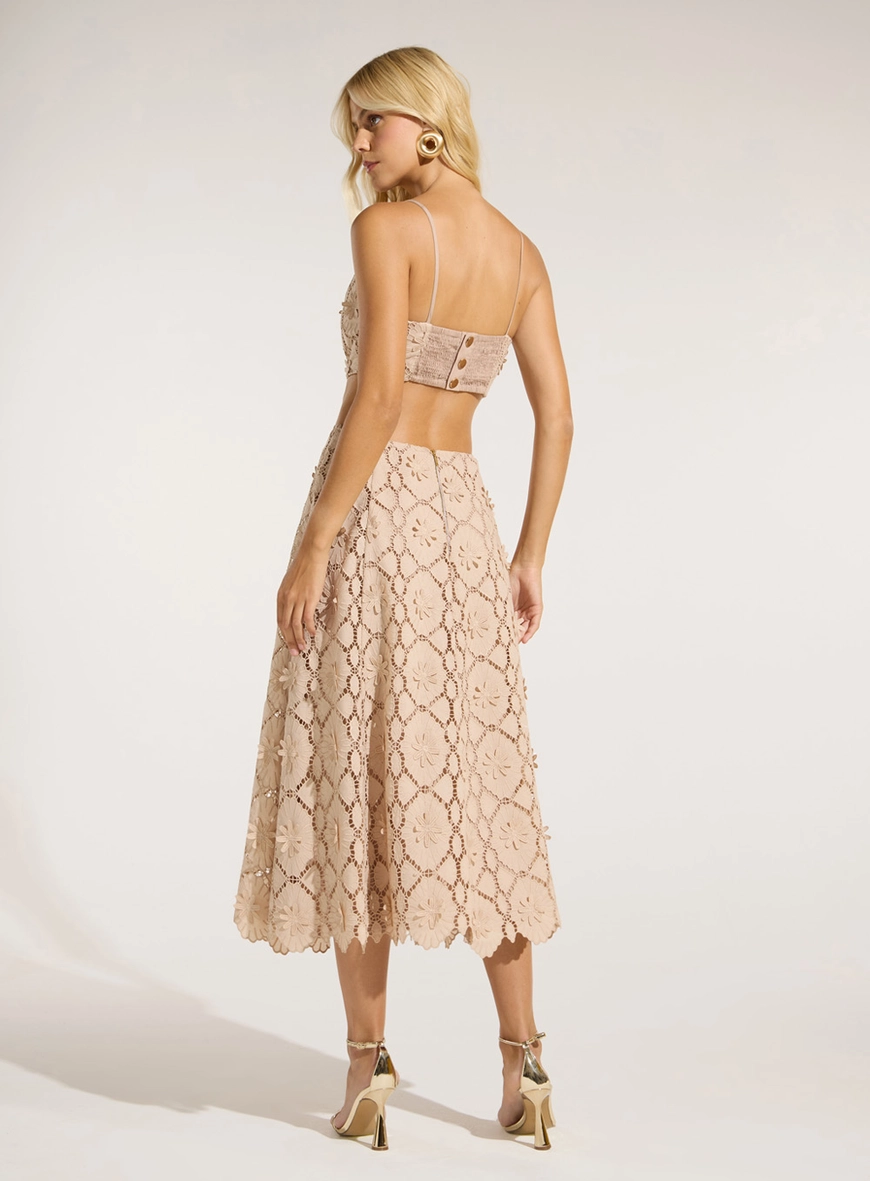 Vestido Midi Em Laise Floral