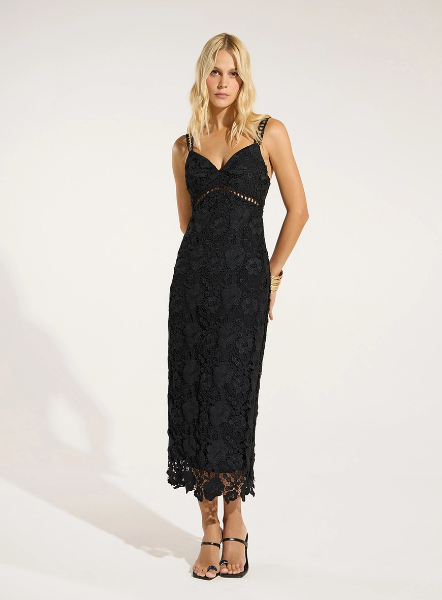 Vestido Midi Renda Guipure