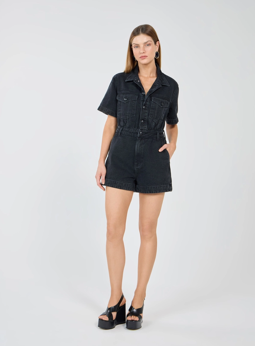 Macaquinho Black Denim