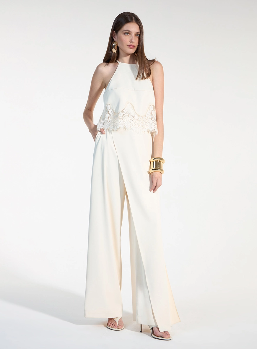 Blusa Crepe Halter - Bege