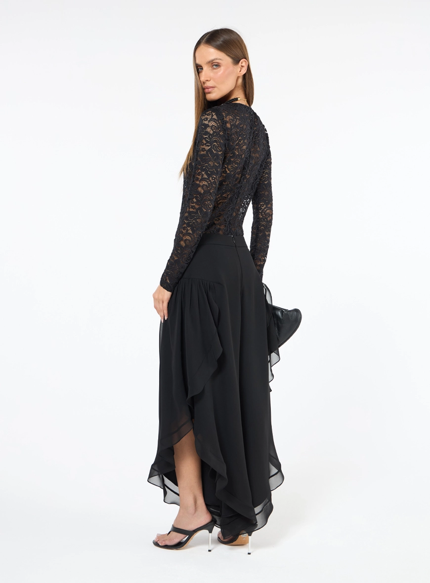 Body Renda Floral - Preto