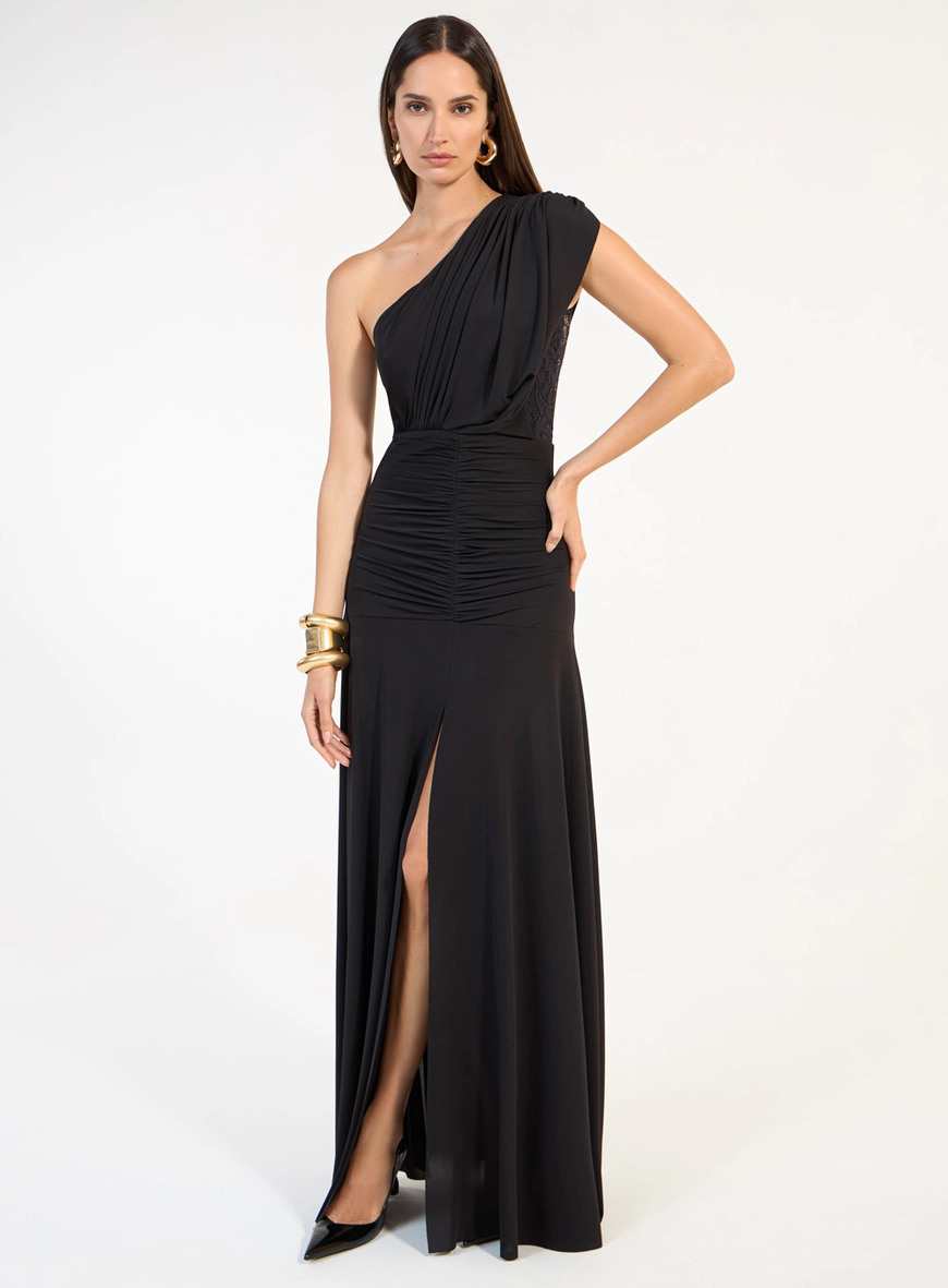 Vestido Longo Malha Ombro Só - Preto