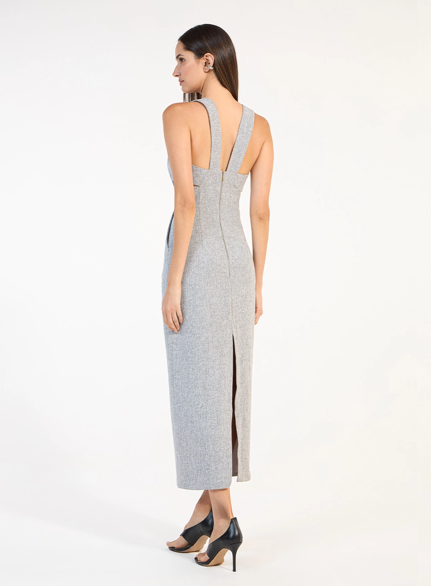 Vestido Midi Tweed Mescla - Cinza Saville