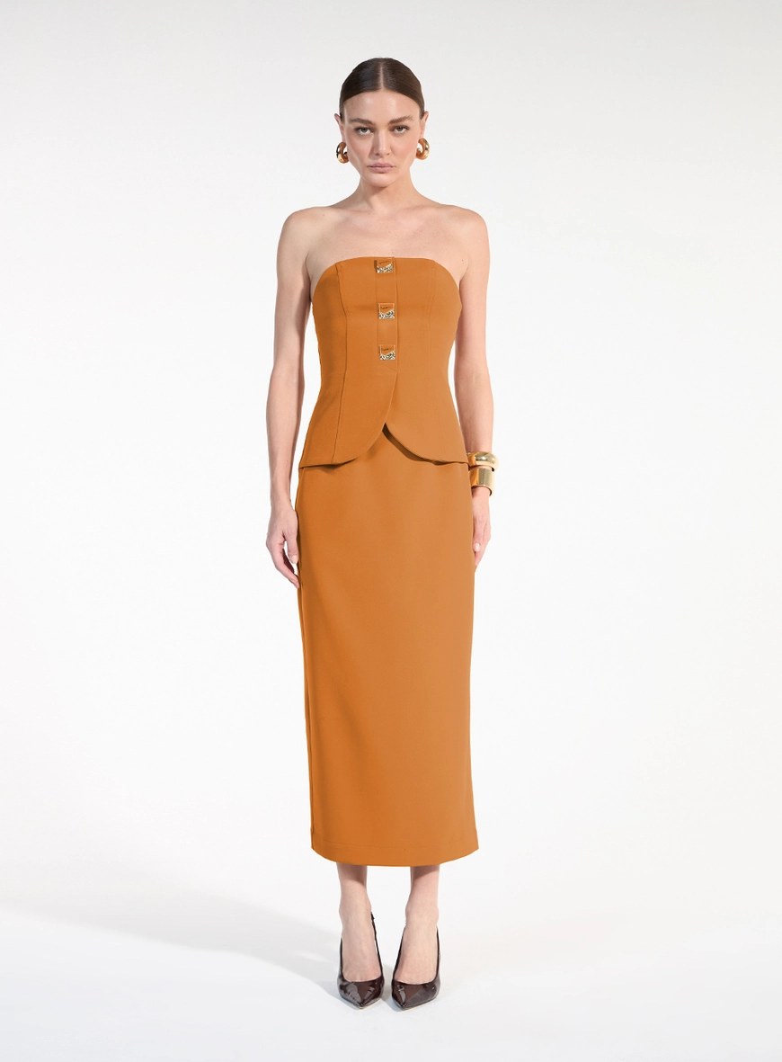 Vestido Midi Reto - Marrom Invernal