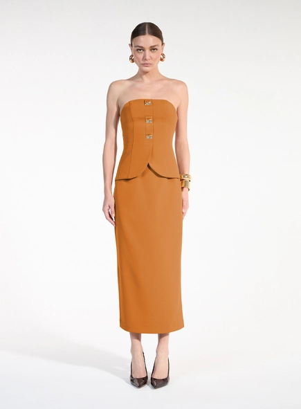 Vestido Midi Reto - Marrom Invernal