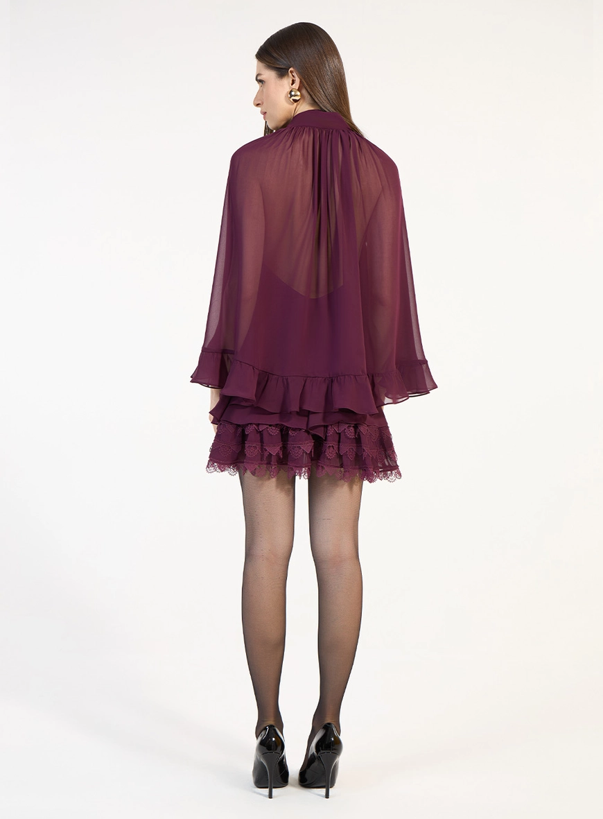 Vestido Curto Chiffon Capa - Roxo Blerry