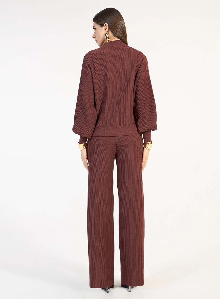Conjunto Tricot Blusa E Calça - Marrom
