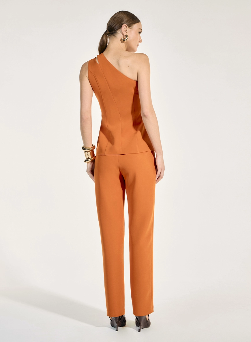 Conjunto Calça E Blusa Ombro Só - Laranja
