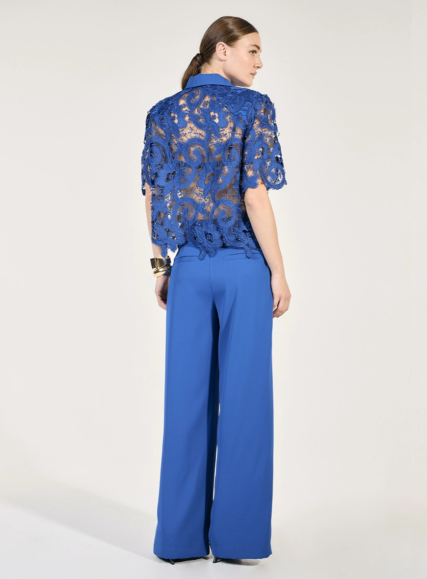 Blusa Polo Renda - Azul