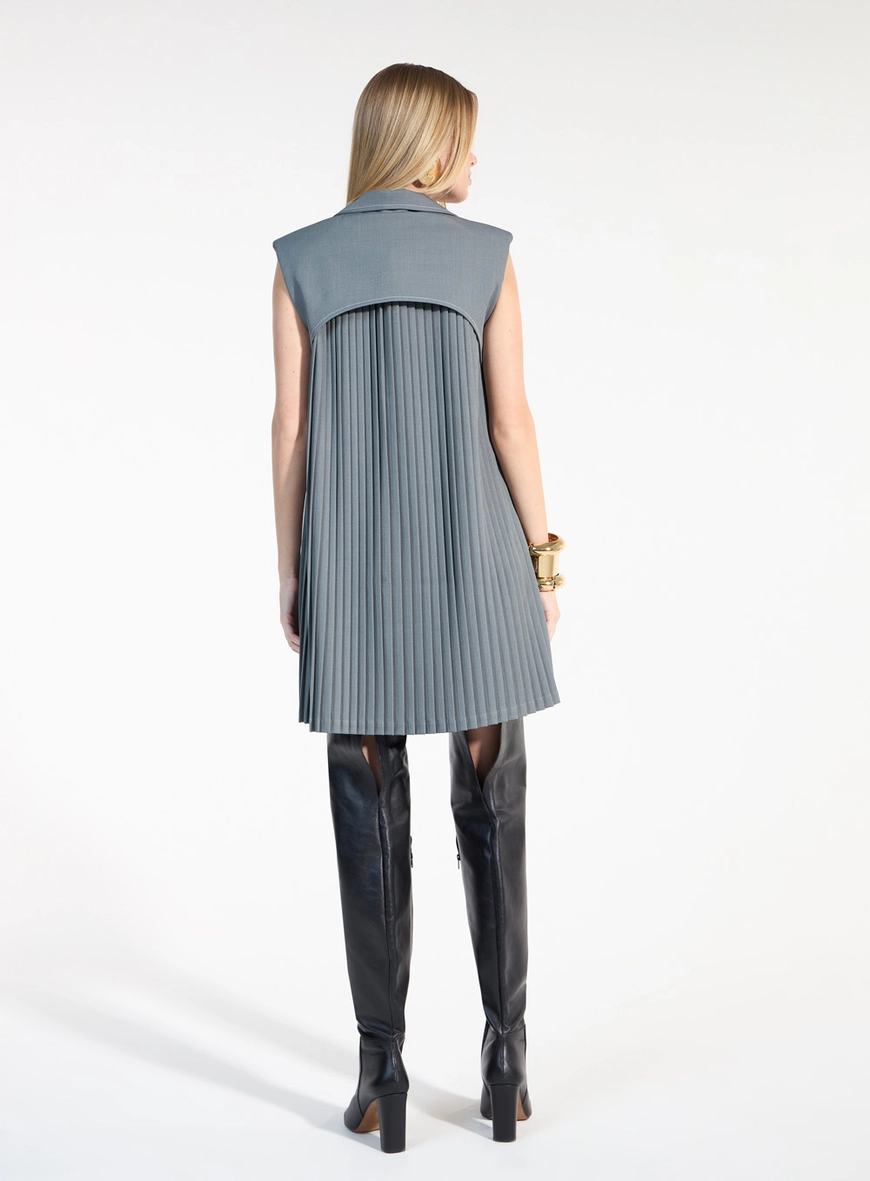 Vestido Colete Plissado - Cinza
