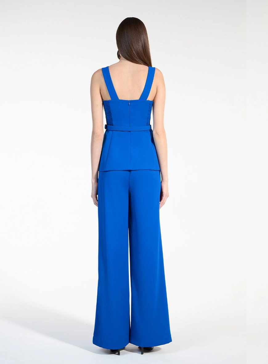 Conjunto Crepe Top Corset E Calça - Azul