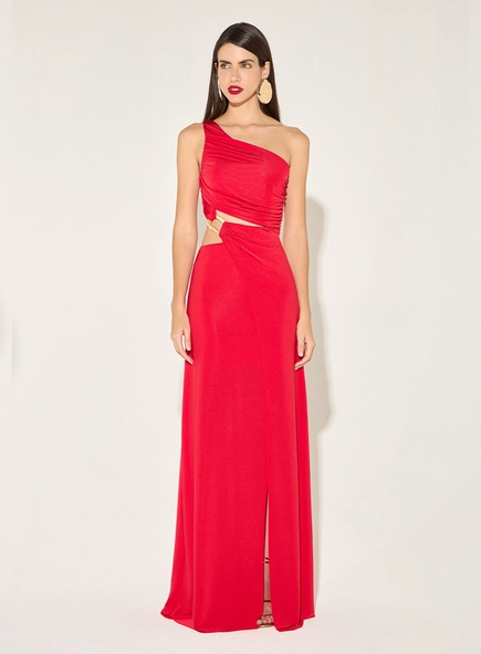 Vestido Longo Recortes Vazados