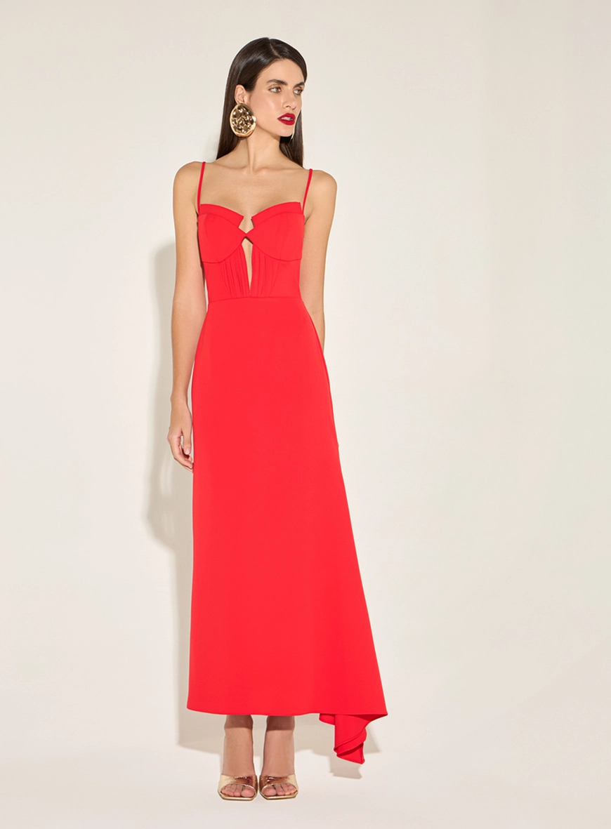 Vestido Midi Detalhe Franzido