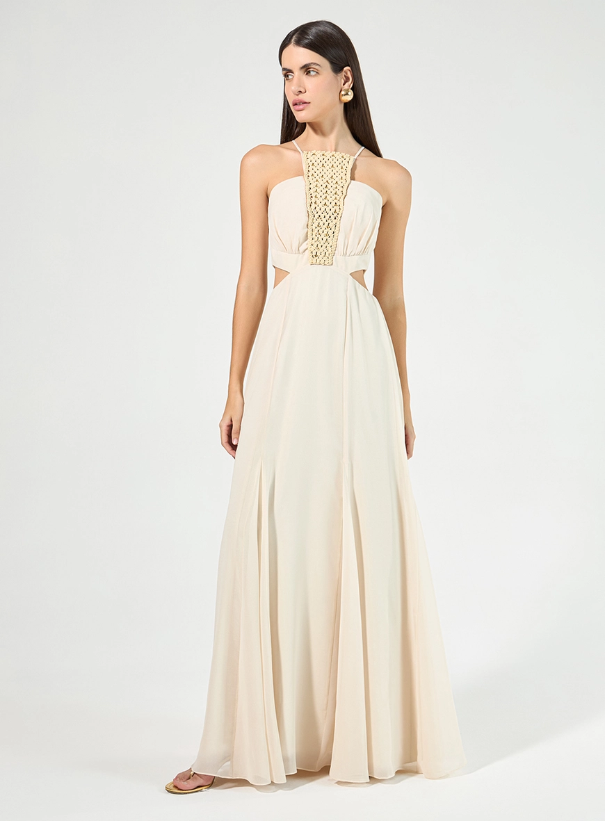 Vestido Longo Detalhe Macramê