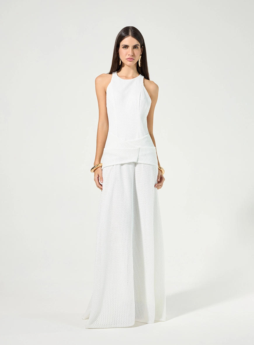 Vestido Longo Tela Crochê Essence